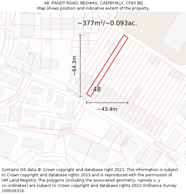 48, PANDY ROAD, BEDWAS, CAERPHILLY, CF83 8EJ: Plot and title map