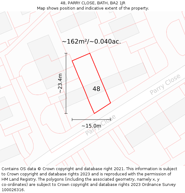 48, PARRY CLOSE, BATH, BA2 1JR: Plot and title map