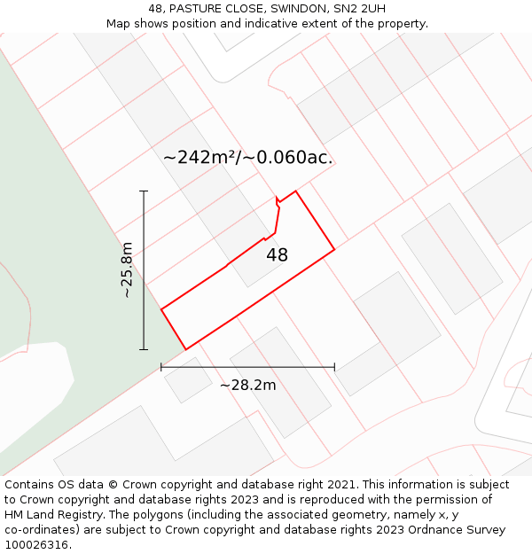 48, PASTURE CLOSE, SWINDON, SN2 2UH: Plot and title map