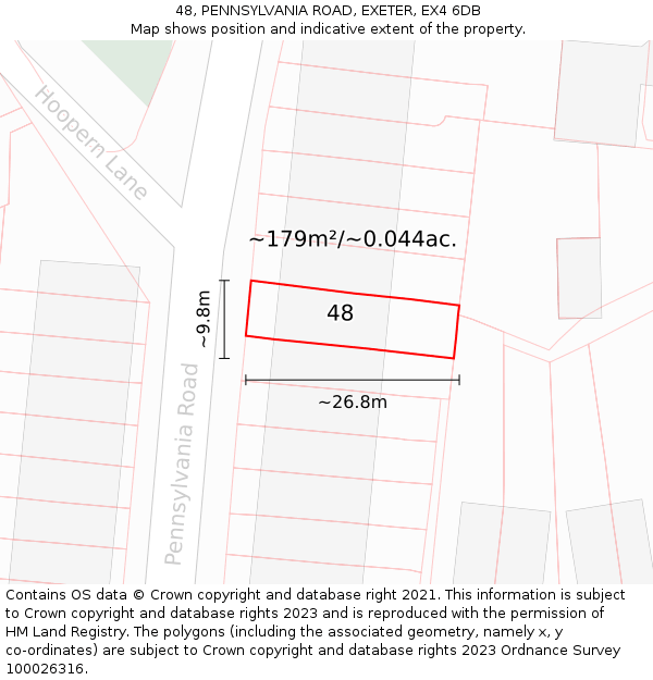 48, PENNSYLVANIA ROAD, EXETER, EX4 6DB: Plot and title map