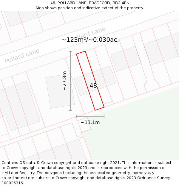 48, POLLARD LANE, BRADFORD, BD2 4RN: Plot and title map