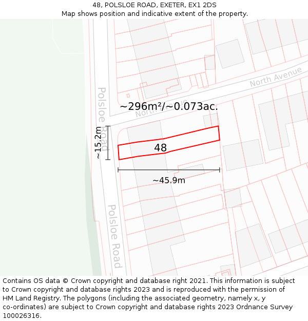 48, POLSLOE ROAD, EXETER, EX1 2DS: Plot and title map