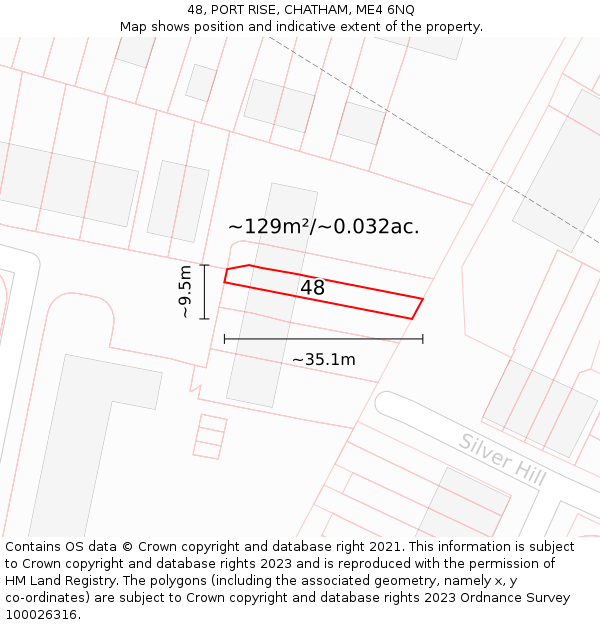 48, PORT RISE, CHATHAM, ME4 6NQ: Plot and title map