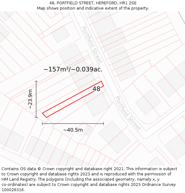 48, PORTFIELD STREET, HEREFORD, HR1 2SE: Plot and title map