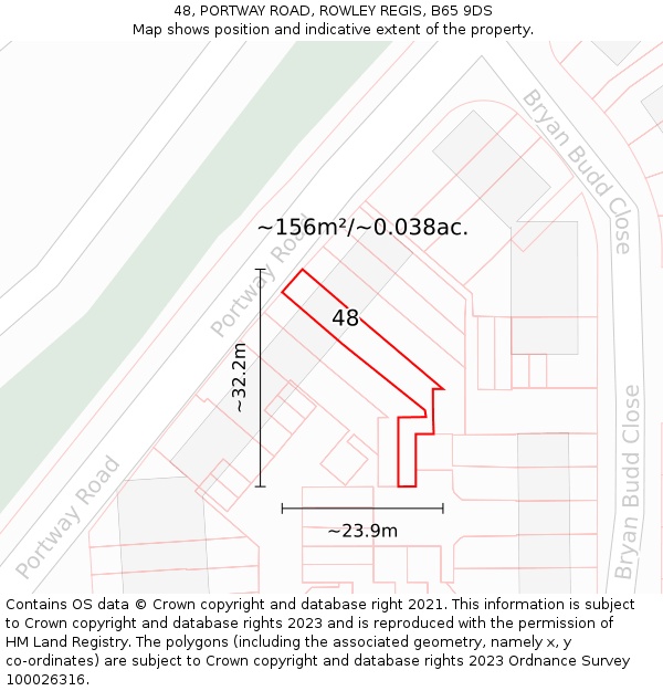 48, PORTWAY ROAD, ROWLEY REGIS, B65 9DS: Plot and title map
