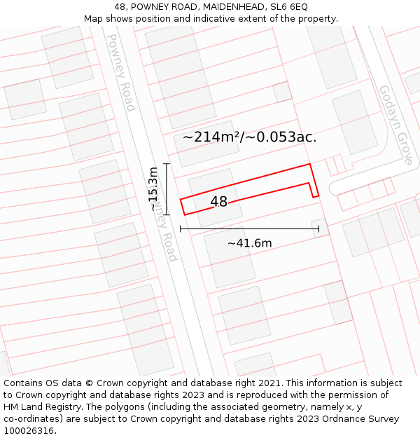 48, POWNEY ROAD, MAIDENHEAD, SL6 6EQ: Plot and title map