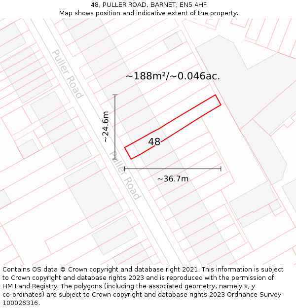 48, PULLER ROAD, BARNET, EN5 4HF: Plot and title map