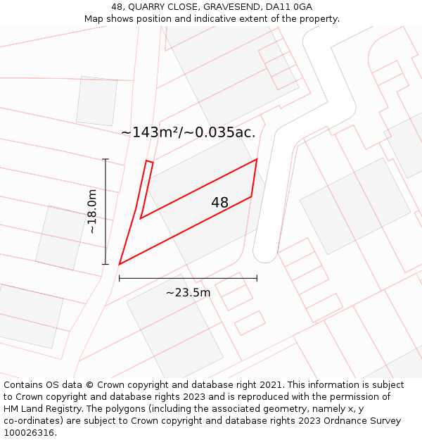 48, QUARRY CLOSE, GRAVESEND, DA11 0GA: Plot and title map