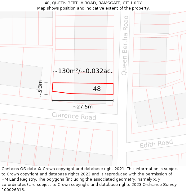 48, QUEEN BERTHA ROAD, RAMSGATE, CT11 0DY: Plot and title map