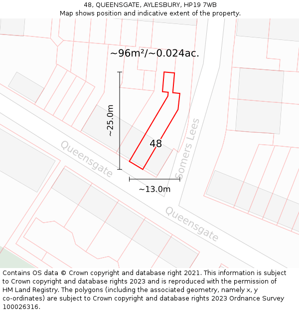 48, QUEENSGATE, AYLESBURY, HP19 7WB: Plot and title map