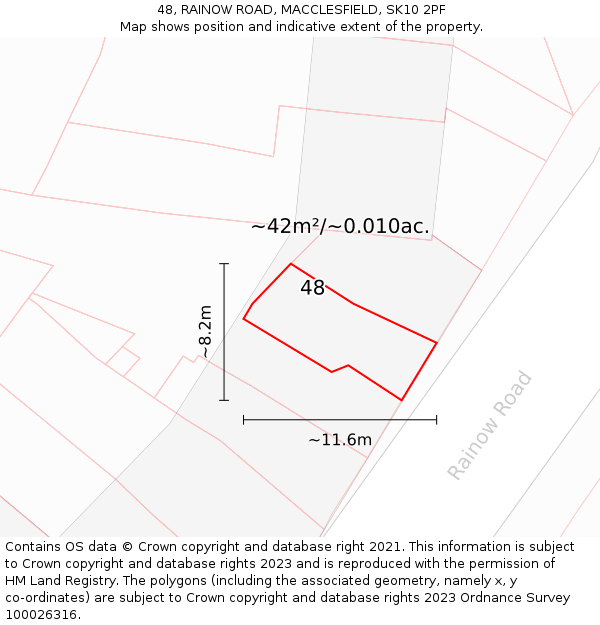 48, RAINOW ROAD, MACCLESFIELD, SK10 2PF: Plot and title map