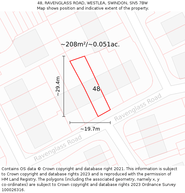 48, RAVENGLASS ROAD, WESTLEA, SWINDON, SN5 7BW: Plot and title map