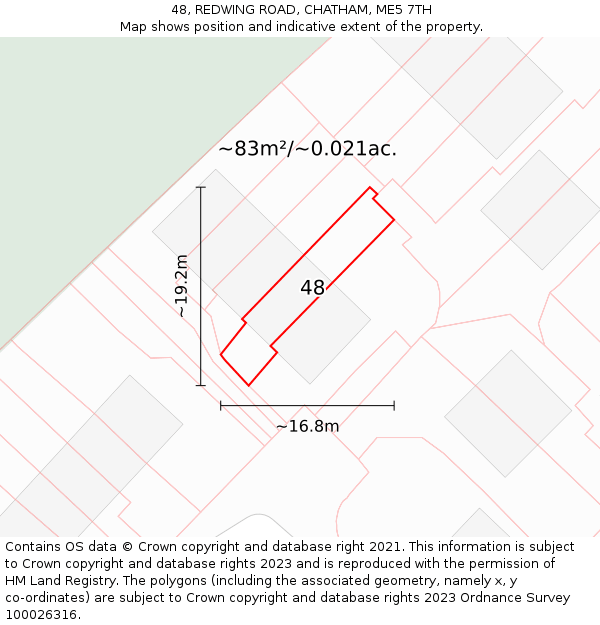 48, REDWING ROAD, CHATHAM, ME5 7TH: Plot and title map
