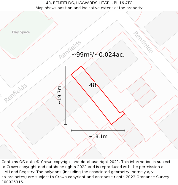 48, RENFIELDS, HAYWARDS HEATH, RH16 4TG: Plot and title map