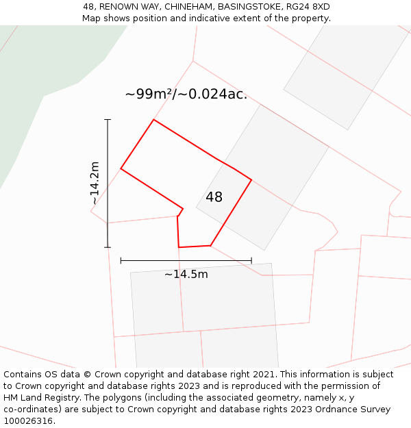 48, RENOWN WAY, CHINEHAM, BASINGSTOKE, RG24 8XD: Plot and title map