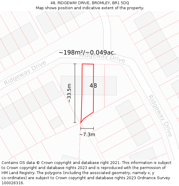 48, RIDGEWAY DRIVE, BROMLEY, BR1 5DQ: Plot and title map