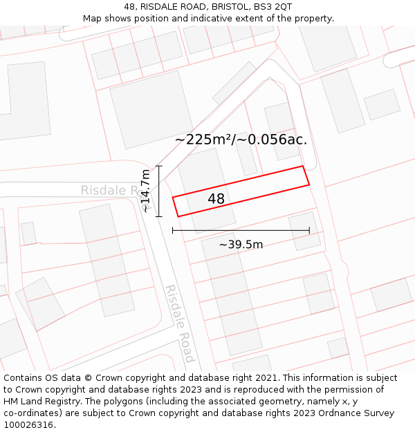48, RISDALE ROAD, BRISTOL, BS3 2QT: Plot and title map
