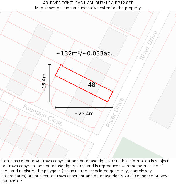 48, RIVER DRIVE, PADIHAM, BURNLEY, BB12 8SE: Plot and title map