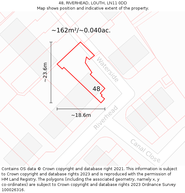 48, RIVERHEAD, LOUTH, LN11 0DD: Plot and title map