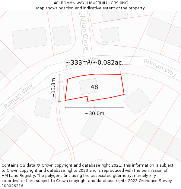 48, ROMAN WAY, HAVERHILL, CB9 0NG: Plot and title map