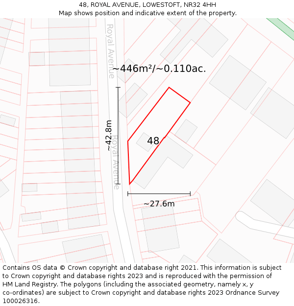 48, ROYAL AVENUE, LOWESTOFT, NR32 4HH: Plot and title map