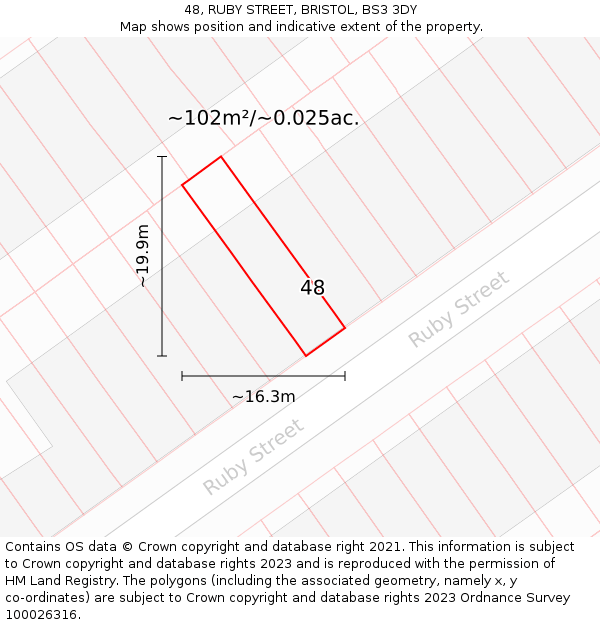 48, RUBY STREET, BRISTOL, BS3 3DY: Plot and title map