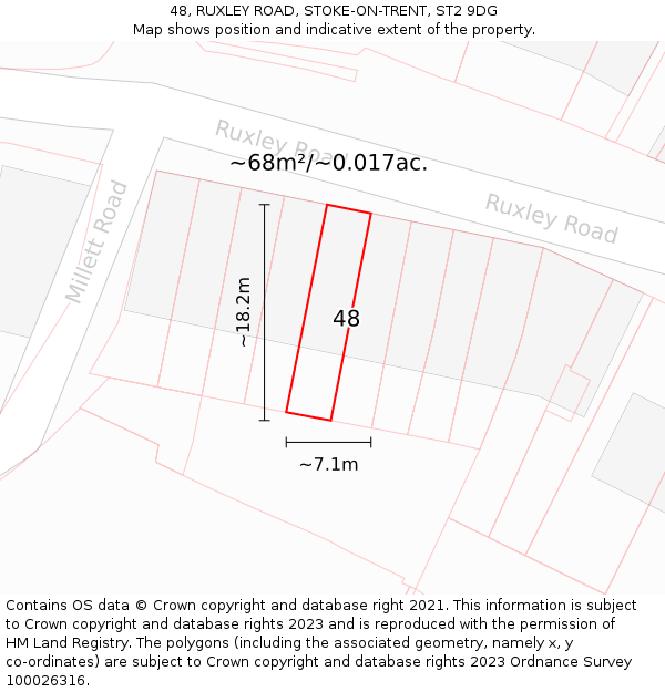 48, RUXLEY ROAD, STOKE-ON-TRENT, ST2 9DG: Plot and title map