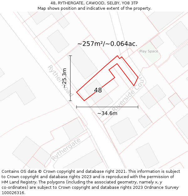 48, RYTHERGATE, CAWOOD, SELBY, YO8 3TP: Plot and title map