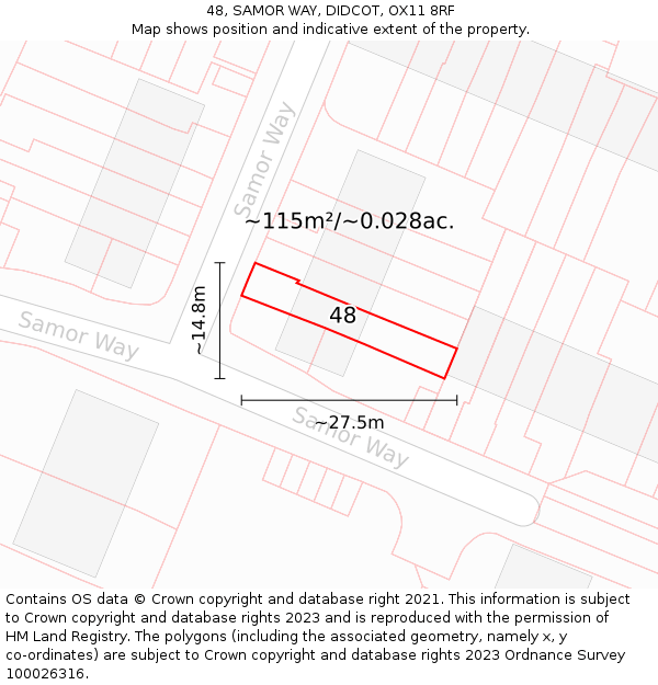 48, SAMOR WAY, DIDCOT, OX11 8RF: Plot and title map