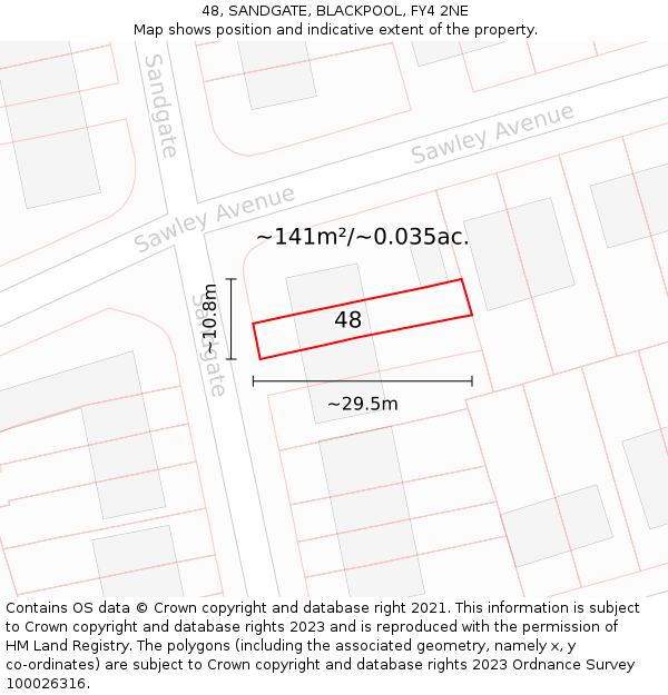 48, SANDGATE, BLACKPOOL, FY4 2NE: Plot and title map