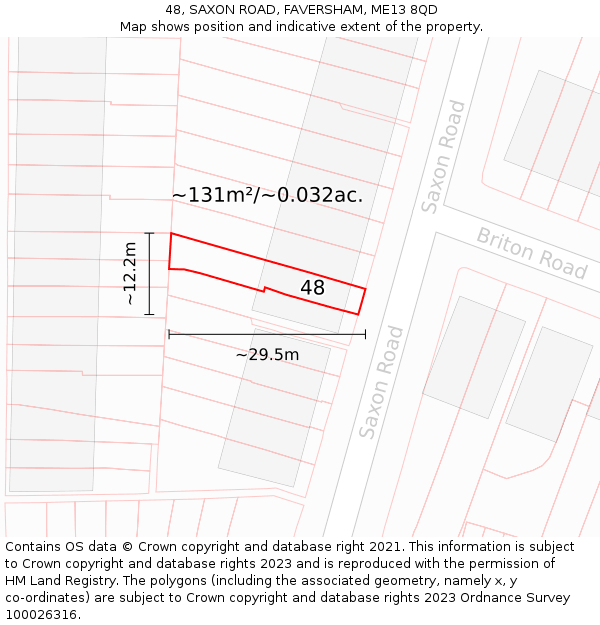 48, SAXON ROAD, FAVERSHAM, ME13 8QD: Plot and title map