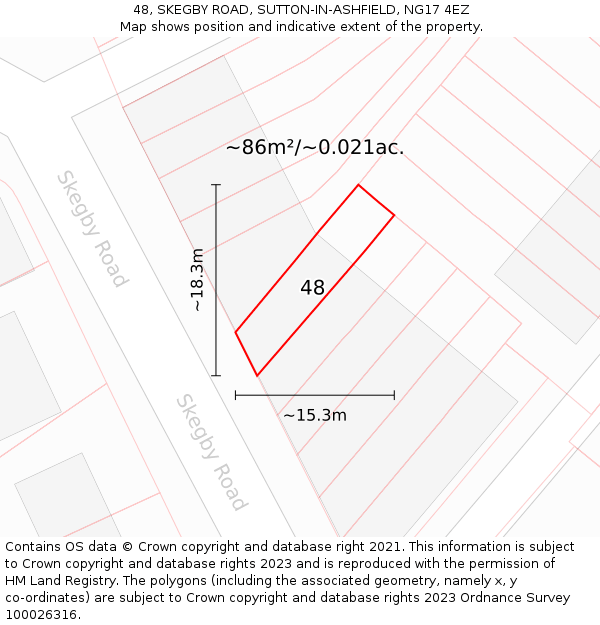 48, SKEGBY ROAD, SUTTON-IN-ASHFIELD, NG17 4EZ: Plot and title map