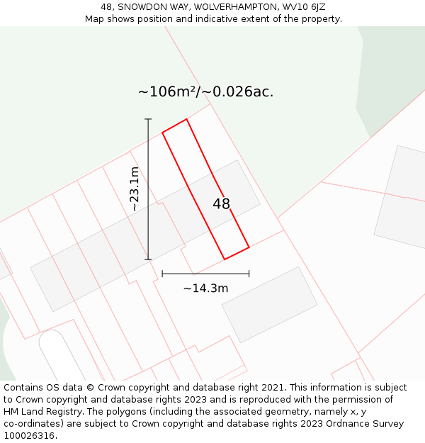 48, SNOWDON WAY, WOLVERHAMPTON, WV10 6JZ: Plot and title map