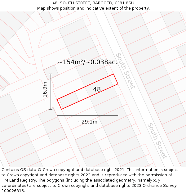 48, SOUTH STREET, BARGOED, CF81 8SU: Plot and title map