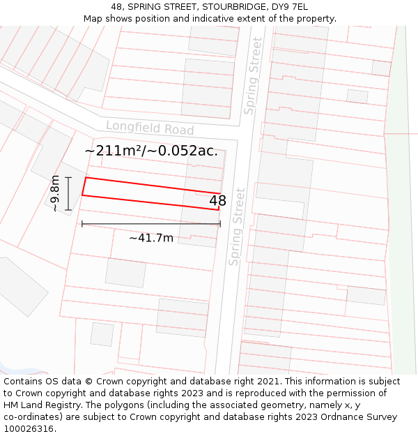 48, SPRING STREET, STOURBRIDGE, DY9 7EL: Plot and title map