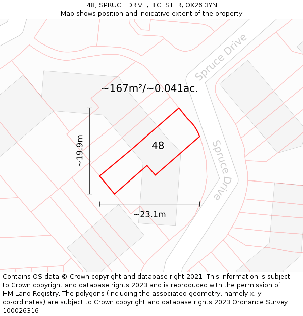 48, SPRUCE DRIVE, BICESTER, OX26 3YN: Plot and title map