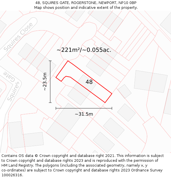 48, SQUIRES GATE, ROGERSTONE, NEWPORT, NP10 0BP: Plot and title map