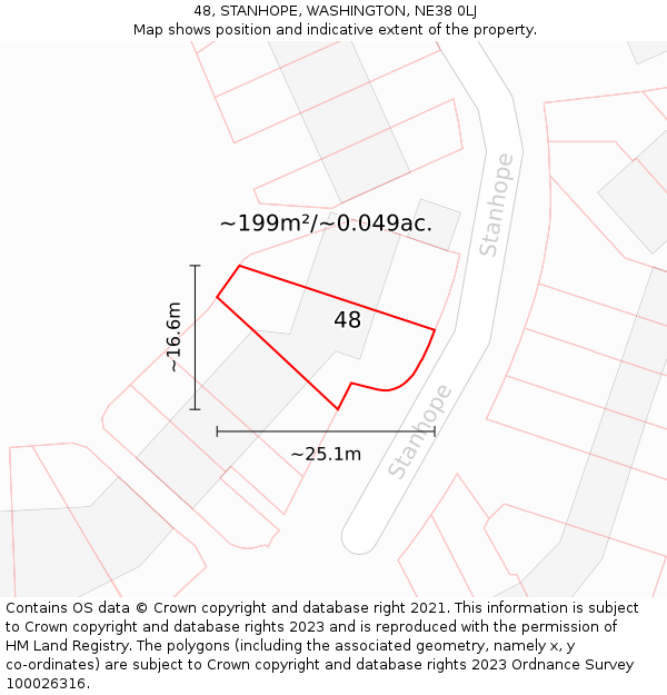 48, STANHOPE, WASHINGTON, NE38 0LJ: Plot and title map