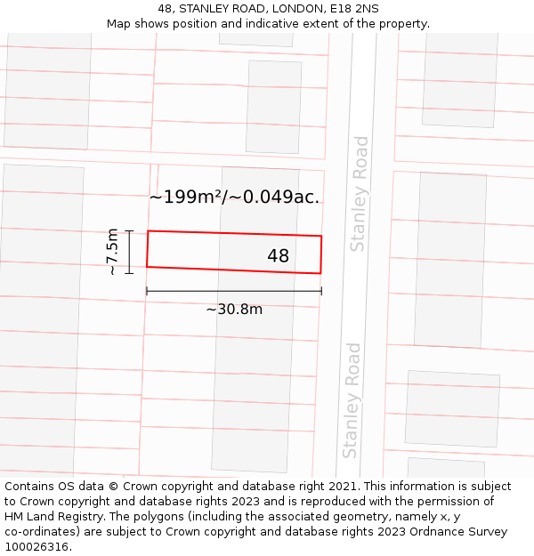 48, STANLEY ROAD, LONDON, E18 2NS: Plot and title map