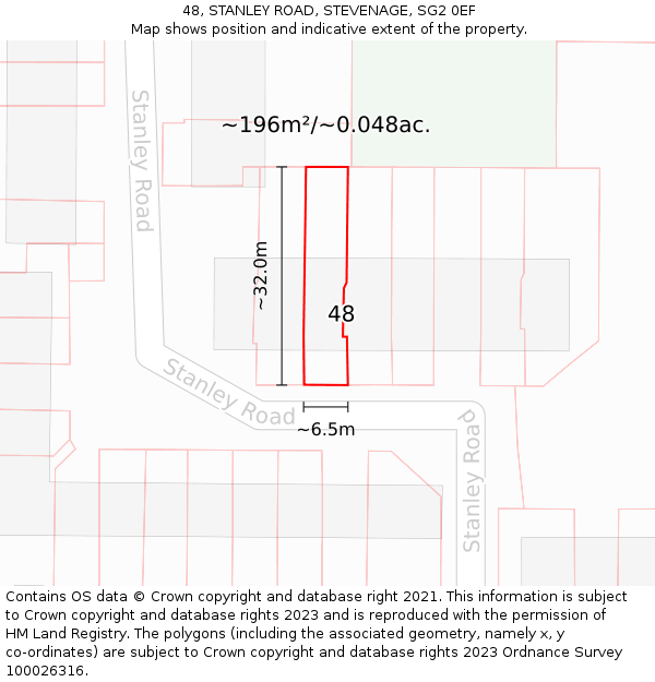 48, STANLEY ROAD, STEVENAGE, SG2 0EF: Plot and title map