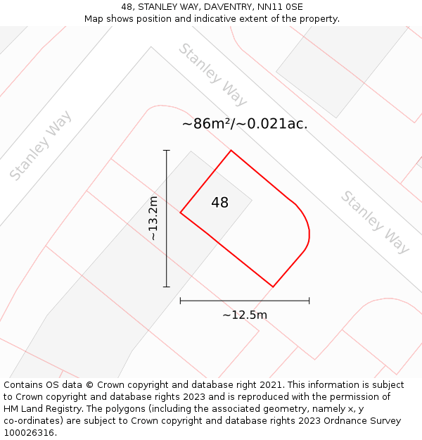 48, STANLEY WAY, DAVENTRY, NN11 0SE: Plot and title map