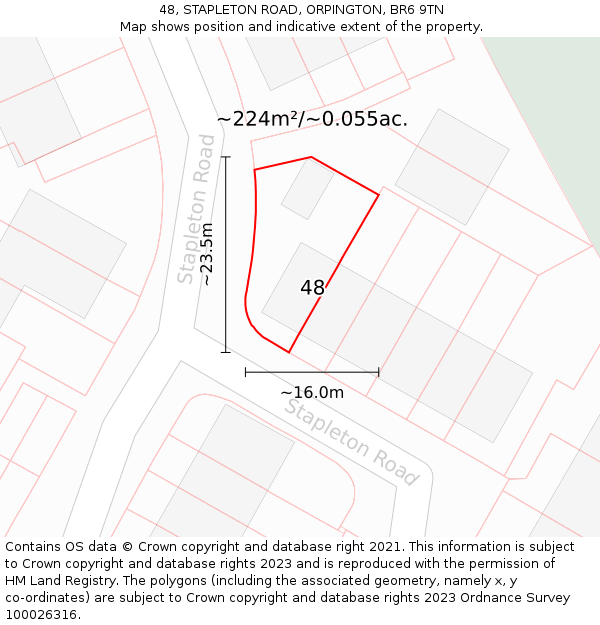48, STAPLETON ROAD, ORPINGTON, BR6 9TN: Plot and title map