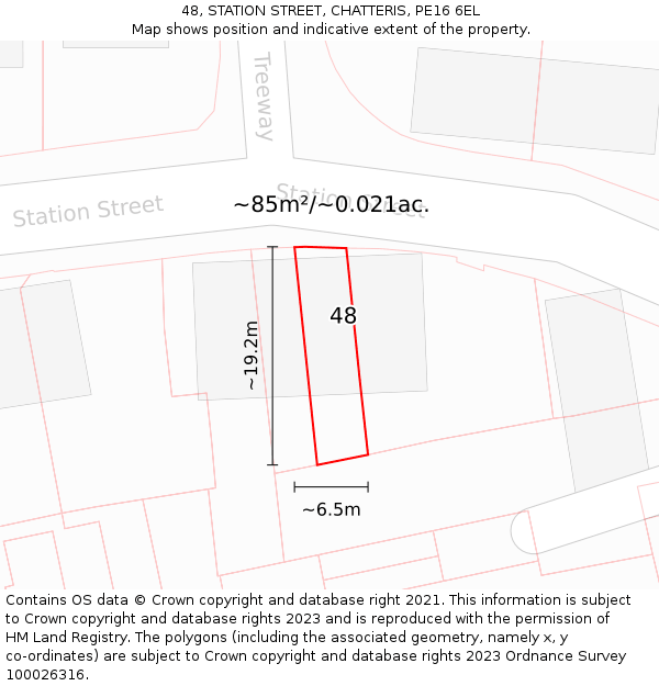 48, STATION STREET, CHATTERIS, PE16 6EL: Plot and title map