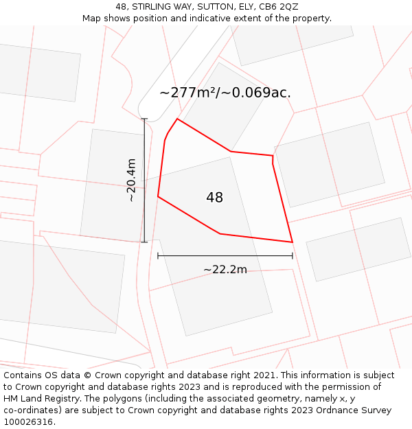 48, STIRLING WAY, SUTTON, ELY, CB6 2QZ: Plot and title map
