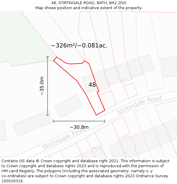 48, STIRTINGALE ROAD, BATH, BA2 2NG: Plot and title map