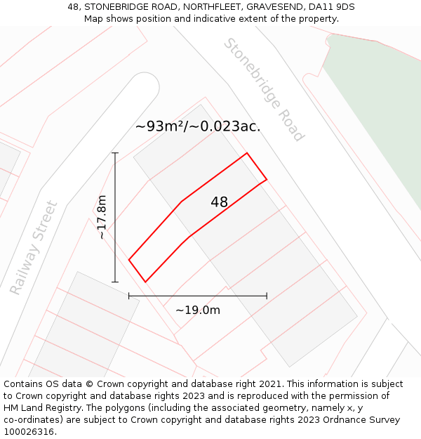 48, STONEBRIDGE ROAD, NORTHFLEET, GRAVESEND, DA11 9DS: Plot and title map