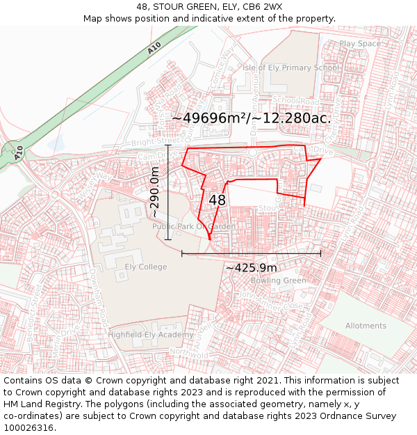 48, STOUR GREEN, ELY, CB6 2WX: Plot and title map