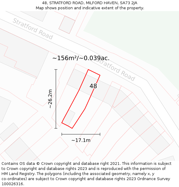 48, STRATFORD ROAD, MILFORD HAVEN, SA73 2JA: Plot and title map