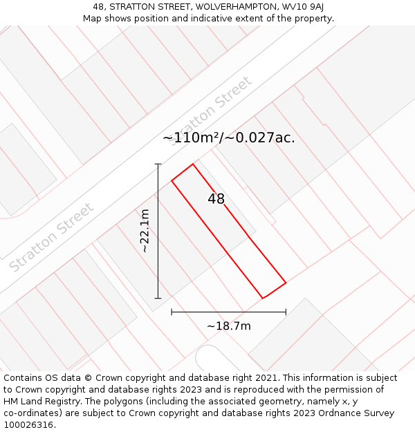 48, STRATTON STREET, WOLVERHAMPTON, WV10 9AJ: Plot and title map