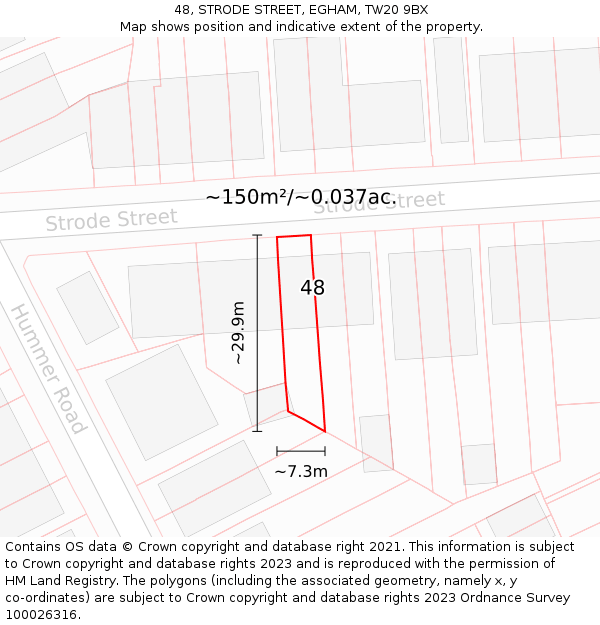 48, STRODE STREET, EGHAM, TW20 9BX: Plot and title map